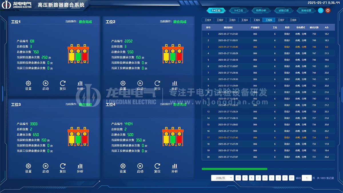 高压开关磨合测试台-软件界面 高压开关磨合测试台-软件界面