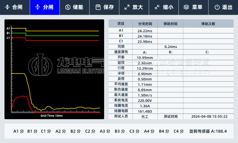LDGKC-HA高压开关特性测试仪-测试界面